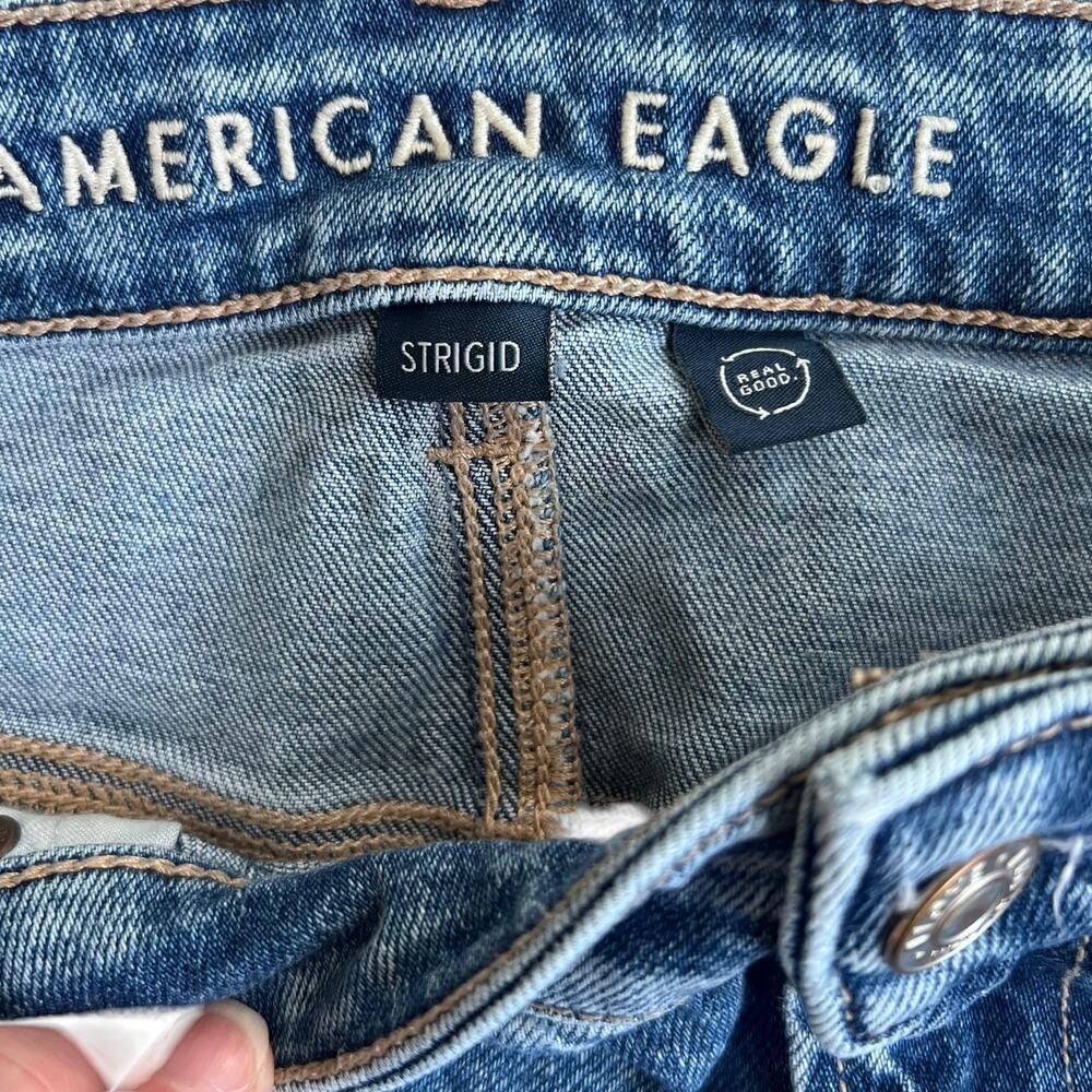 American Eagle Mom Jeans Bundle Y2K Light Wash Distressed Denim Sz 16 - Picture 10 of 16